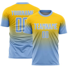 Charger l'image dans la galerie, Custom Yellow Light Blue-White Fade Fashion Sublimation Soccer Uniform Jersey