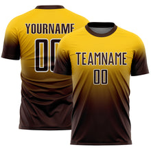 Charger l'image dans la galerie, Custom Yellow Brown-White Fade Fashion Sublimation Soccer Uniform Jersey