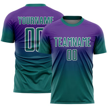 Charger l'image dans la galerie, Custom Purple Teal-White Fade Fashion Sublimation Soccer Uniform Jersey