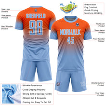 Charger l'image dans la galerie, Custom Orange Light Blue-White Fade Fashion Sublimation Soccer Uniform Jersey