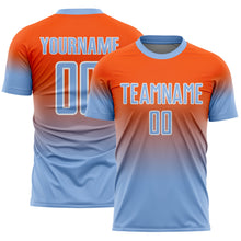 Charger l'image dans la galerie, Custom Orange Light Blue-White Fade Fashion Sublimation Soccer Uniform Jersey