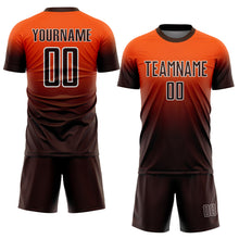 Load image into Gallery viewer, Custom Orange Brown-White Fade Fashion Sublimation Soccer Uniform Jersey