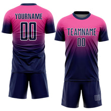 Charger l'image dans la galerie, Custom Pink Navy-White Fade Fashion Sublimation Soccer Uniform Jersey