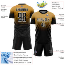 Laden Sie das Bild in den Galerie-Viewer, Custom Old Gold Black-White Fade Fashion Sublimation Soccer Uniform Jersey