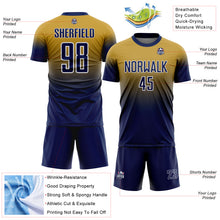 Charger l'image dans la galerie, Custom Old Gold Navy-White Fade Fashion Sublimation Soccer Uniform Jersey
