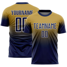 Charger l'image dans la galerie, Custom Old Gold Navy-White Fade Fashion Sublimation Soccer Uniform Jersey