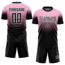 Load image into Gallery viewer, Custom Light Pink Black-White Fade Fashion Sublimation Soccer Uniform Jersey