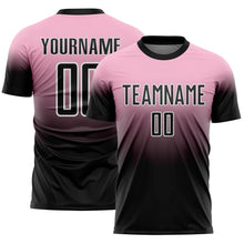 Load image into Gallery viewer, Custom Light Pink Black-White Fade Fashion Sublimation Soccer Uniform Jersey