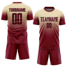 Charger l'image dans la galerie, Custom Cream Crimson-Black Fade Fashion Sublimation Soccer Uniform Jersey