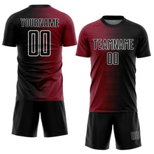 Загрузить изображение в средство просмотра галереи, Custom Black White-Crimson Gradient Line Sublimation Soccer Uniform Jersey