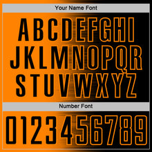 Load image into Gallery viewer, Custom Black Bay Orange Gradient Line Sublimation Soccer Uniform Jersey