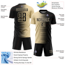 Load image into Gallery viewer, Custom Black Cream Gradient Line Sublimation Soccer Uniform Jersey