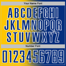 Загрузить изображение в средство просмотра галереи, Custom Royal White-Yellow Gradient Line Sublimation Soccer Uniform Jersey