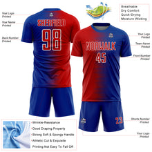Charger l'image dans la galerie, Custom Royal Red-White Gradient Line Sublimation Soccer Uniform Jersey