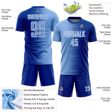 Charger l'image dans la galerie, Custom Royal Light Blue-White Gradient Line Sublimation Soccer Uniform Jersey