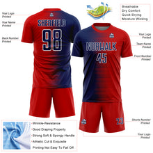 Загрузить изображение в средство просмотра галереи, Custom Red Navy-White Gradient Line Sublimation Soccer Uniform Jersey
