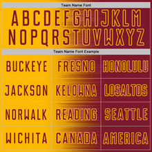 Load image into Gallery viewer, Custom Crimson Gold Gradient Line Sublimation Soccer Uniform Jersey