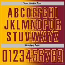 Load image into Gallery viewer, Custom Crimson Gold Gradient Line Sublimation Soccer Uniform Jersey