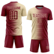 Laden Sie das Bild in den Galerie-Viewer, Custom Crimson Cream Gradient Line Sublimation Soccer Uniform Jersey