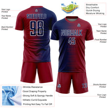 Laden Sie das Bild in den Galerie-Viewer, Custom Crimson Navy-White Gradient Line Sublimation Soccer Uniform Jersey