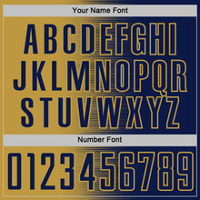 Charger l'image dans la galerie, Custom Navy Old Gold Gradient Line Sublimation Soccer Uniform Jersey