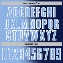 Загрузить изображение в средство просмотра галереи, Custom Navy Light Blue-White Gradient Line Sublimation Soccer Uniform Jersey