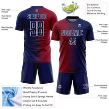 Load image into Gallery viewer, Custom Navy White-Crimson Gradient Line Sublimation Soccer Uniform Jersey