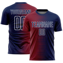 Load image into Gallery viewer, Custom Navy White-Crimson Gradient Line Sublimation Soccer Uniform Jersey