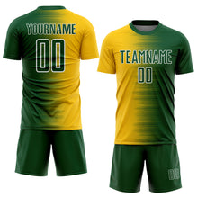 Charger l'image dans la galerie, Custom Green White-Yellow Gradient Line Sublimation Soccer Uniform Jersey