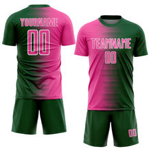 Загрузить изображение в средство просмотра галереи, Custom Green Pink-White Gradient Line Sublimation Soccer Uniform Jersey