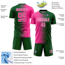 Загрузить изображение в средство просмотра галереи, Custom Green Pink-White Gradient Line Sublimation Soccer Uniform Jersey