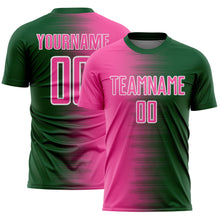 Загрузить изображение в средство просмотра галереи, Custom Green Pink-White Gradient Line Sublimation Soccer Uniform Jersey