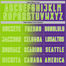 Charger l'image dans la galerie, Custom Purple Neon Green-White Gradient Line Sublimation Soccer Uniform Jersey