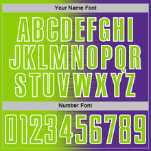 Charger l'image dans la galerie, Custom Purple Neon Green-White Gradient Line Sublimation Soccer Uniform Jersey