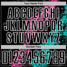 Загрузить изображение в средство просмотра галереи, Custom Black White Pink-Aqua Dripping Splatter Cracked Texture Sublimation Soccer Uniform Jersey