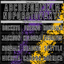 Загрузить изображение в средство просмотра галереи, Custom Black White Purple-Gold Dripping Splatter Cracked Texture Sublimation Soccer Uniform Jersey