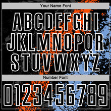 Charger l'image dans la galerie, Custom Black White Orange-Powder Blue Dripping Splatter Cracked Texture Sublimation Soccer Uniform Jersey