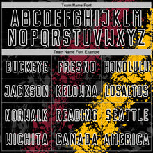 Загрузить изображение в средство просмотра галереи, Custom Black White Crimson-Gold Dripping Splatter Cracked Texture Sublimation Soccer Uniform Jersey