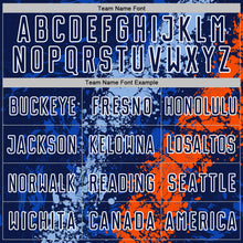 Load image into Gallery viewer, Custom Navy White Light Blue-Orange Dripping Splatter Cracked Texture Sublimation Soccer Uniform Jersey