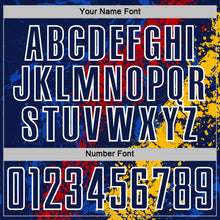 Загрузить изображение в средство просмотра галереи, Custom Navy White Red-Gold Dripping Splatter Cracked Texture Sublimation Soccer Uniform Jersey