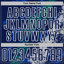 Load image into Gallery viewer, Custom Navy White Teal-Gray Dripping Splatter Cracked Texture Sublimation Soccer Uniform Jersey