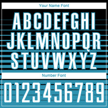 Charger l'image dans la galerie, Custom Black White-Panther Blue Gradient Pinstripe Sublimation Soccer Uniform Jersey