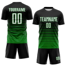 Загрузить изображение в средство просмотра галереи, Custom Black White-Grass Green Gradient Pinstripe Sublimation Soccer Uniform Jersey
