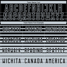 Load image into Gallery viewer, Custom Black Silver Gradient Pinstripe Sublimation Soccer Uniform Jersey