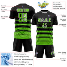 Charger l'image dans la galerie, Custom Black Aurora Green-White Gradient Pinstripe Sublimation Soccer Uniform Jersey