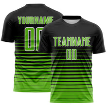 Charger l'image dans la galerie, Custom Black Aurora Green-White Gradient Pinstripe Sublimation Soccer Uniform Jersey
