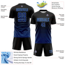Charger l'image dans la galerie, Custom Black US Navy Blue-Light Blue Gradient Pinstripe Sublimation Soccer Uniform Jersey