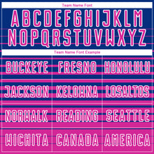 Laden Sie das Bild in den Galerie-Viewer, Custom Royal Deep Pink-White Gradient Pinstripe Sublimation Soccer Uniform Jersey