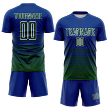 Charger l'image dans la galerie, Custom Royal Green-White Gradient Pinstripe Sublimation Soccer Uniform Jersey