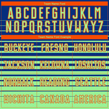 Charger l'image dans la galerie, Custom Royal Pea Green-Orange Gradient Pinstripe Sublimation Soccer Uniform Jersey